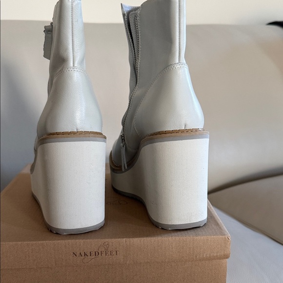 Naked Feet Cream Wedge Boots - Picture 4 of 7